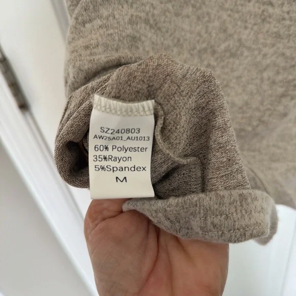 Crew Neck Puff Sleeve Sweater Top in Taupe - Picture 7 of 7